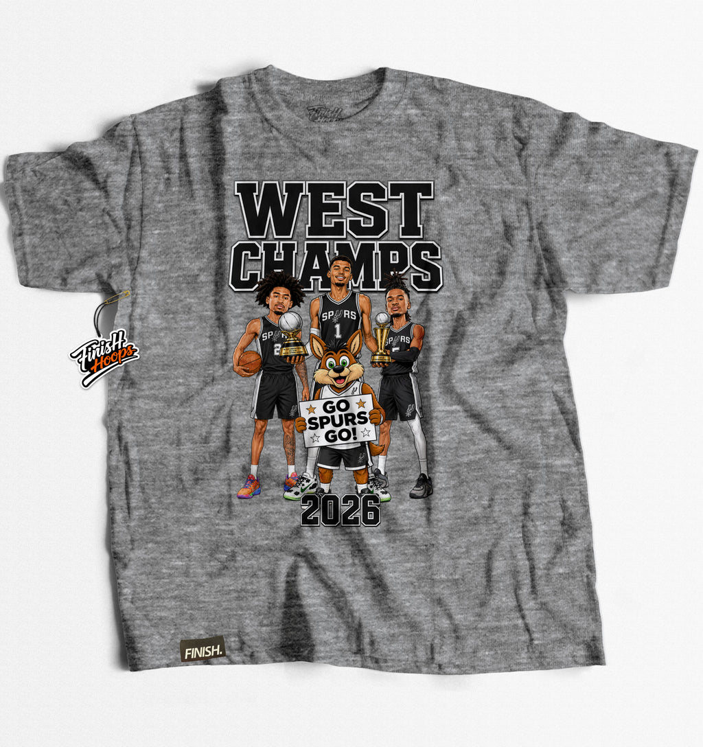 SPURS WEST CHAMPS Tee - Basketball Graphic T-shirt | FINISH Hoops Streetwear
